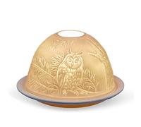 Candle Tealight Holder Porcelain White Owl Design