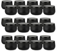 Candle Tin 24 Piece, 8 oz, Candle Containers with Lid, Black Candle Jars for Candle Making, DIY Candle Can Tin Bulk Candle Making Party Supplies