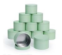 Candle Tins with Lids, 3 Wicks Candle Containers 12 Pack 14oz/420ml Seamless Bulk Candle Containers for Candle Making Supplies Empty Candle Jars - Mint
