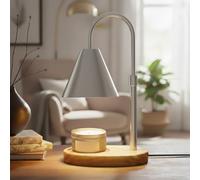 Candle Warmer Lamp - App-Controlled Dimmable Warmer Light with Timer & Adjustable Height - Modern Flameless Silver Candle Melter lamp with Wood Base for Jar Candles- Gift for Mom & Women