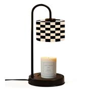 Candle Warmer Lamp UK with Timer Black white checkered seamless Endless Racing flag texture Jar Candles Electric Dimmable Wax Melts Warmer 4 Bulbs New Home Gifts Birthday Gifts for Women