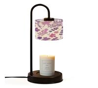 Candle Warmer Lamp UK with Timer Lovely floral seamless Lavender flowers silhouettes Jar Candles Electric Dimmable Wax Melts Warmer 4 Bulbs New Home Gifts Birthday Gifts for Women
