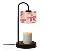 Candle Warmer Lamp UK with Timer Seamless charming pink bows adorable lace pink hearts Jar Candles Electric Dimmable Wax Melts Warmer 4 Bulbs New Home Gifts Birthday Gifts for Women