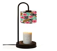 Candle Warmer Lamp UK with Timer Seamless leopard skin pink blue tropical leaf elements Jar Candles Electric Dimmable Wax Melts Warmer 4 Bulbs New Home Gifts Birthday Gifts for Women