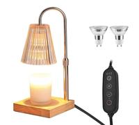 Candle Warmer Lamp with Dimmer - Electric Candle Lamp with Timer for Jar Candles Scented Candles, Plug-in Wax Warmer Lamp for Home & Office with 2 Bulb (No Candle, Champagne)