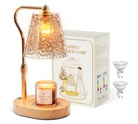 Candle Warmer Lamp with Timer, 2025 Adjustable Height & Brightness, Electric Wax Melter for Scented Jar Candles, Flameless BurnLKer for Christmas, Birthday, New Year’s Home Decor Gift with 2 Bulbs
