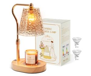Candle Warmer Lamp with Timer, 2025 Adjustable Height & Brightness, Electric Wax Melter for Scented Jar Candles, Flameless BurnLKer for Christmas, Birthday, New Year’s Home Decor Gift with 2 Bulbs