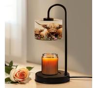 Candle Warmer Lamp with Timer and Dimmer, Highland Cow Fall Rustic Farmhouse Animal Daisy Flower Cows Long Wax Melt Warmer with 4 Bulbs, House Warming Birthday Gifts for Women Mom New Home Decor