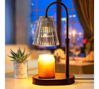 Candle Warmer Lamp with Timer - Dimmable Candle Heater Electric Melter Candle Lamp for Wax Jar Candles Flameless Burner Glass Lampshade Height Adjustable 2 Bulbs