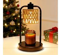 Candle Warmer Lamp with Timer Dimmable: Hemp Rope Flameless Candle Warmer with 2 Bulbs for Scented Jar Candles, Christmas Xmas Birthday Housewarming Gifts for Women, Modern Living Room Bedroom Decor