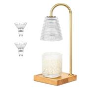 Candle Warmer Lamp with Timer Dimmer,2 Bulbs, Electric Candle Flameless Heater for Wax Jar Candles Glass Lampshade for Bedroom Home Decor, House Warming, Birthday Gifts for Women Mom Sister[Energy Cla