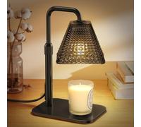 Candle Warmer Lamp with Timer & Dimmer Adjustable Height, Modern Glass Electric Candle Lamp Warmer with 2 Bulbs, Metal Base and Sponge Non-Slip Pad - for House Warming, Bedroom Decor