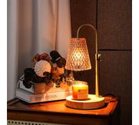 Candle Warmer Lamp with Timer - Electric Dimmable Melter for Wax Jar Candles, Height Adjustable Flameless Burner, Glass Lampshade with 2 Bulbs, Elegant Home Decor and Gift for Women