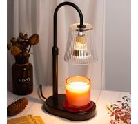 Candle Warmer Lamp with Timer: Electric Wax Melter - Adjustable Height And Brightness Jar Candles Flameless Burner Suitable Various Holiday Warming Gifts with 2 Bulbs Black Base