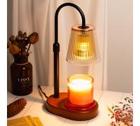 Candle Warmer Lamp with Timer: Electric Wax Melter - Adjustable Height And Brightness Jar Candles Flameless Burner Suitable Various Holiday Warming Gifts with 2 Bulbs Walnut Base