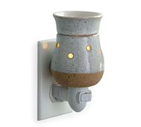 Candle Warmers ETC Pluggable Fragrance Warmer- Decorative Plug-in for Warming Scented Candle Wax Melts and Tarts or Fragrance Oils, Rustic White Fitted with UK Plug