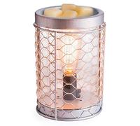Candle Warmers Etc. Vintage Bulb Illumination Fragrance Warmer- Light-Up Warmer for Warming Scented Candle Wax Melts and Tarts to Freshen Room, Chicken Wire Silver