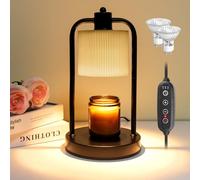 Candle Warming Lamp with Timer: Striped Cotton Linen Candle Warmer, 4-Levels Dimmable Modern Candle Burner Lamps Gift for Women Friend Birthday Christmas Housewarming New Home Living Room Decor