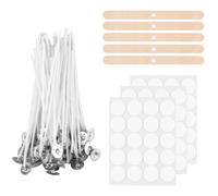 Candle Wicks for Making Candles, 100 Pcs 10cm Cotton Pre Waxed Candle Wicks with 5 Pcs Candle Wick Holders & 3 Sheets Dot Stickers, for Candle Making, DIY Candle Crafts