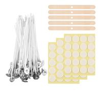 Candle Wicks for Making Candles, 100 Pcs 20cm Cotton Pre Waxed Candles Wicks with 5 Pcs Holders & 3 Sheets Dot Stickers, for Candle Making, DIY Crafts