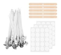 Candle Wicks for Making Candles, 100 Pcs 5cm Cotton Pre Waxed Candle Wicks with 5 Pcs Candle Wick Holders & 3 Sheets Dot Stickers, for Candle Making, DIY Candle Crafts