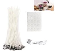 Candle Wicks for Making Candles 100Pcs- 10cm Long Pre-Waxed Wicks with Metal Tabs & 3-Hole Wick Holder - Low Smoke & Longer Burning Time - Perfect for DIY Candles