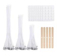 Candle Wicks for Making Candles, 150 Pcs Candle Wick(4in, 6in, 8in) with, 5Pcs Candle Wicks Holders and 150Pcs Glue Stickers, Candle Making Kit for DIY Candle Crafts