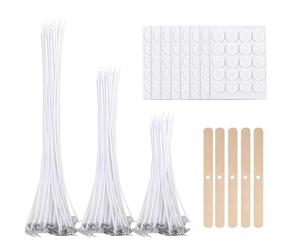 Candle Wicks for Making Candles, 150 Pcs Candle Wick(4in, 6in, 8in) with, 5Pcs Candle Wicks Holders and 150Pcs Glue Stickers, Candle Making Kit for DIY Candle Crafts