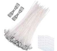 Candle Wicks, KISUOMAOYI 50 PCS 10cm Long Pre Waxed Wicks, With 50 Pcs Candle Wick Stickers, Includes Stainless 3 Hole Wick Holder, For Home and DIY Candles, Candles Craft Tools Candle Making Kit