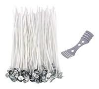 Candle Wicks, Metal Candle Wick Centering Device, 100 Pieces 8" Candle Wick Holder for Candle Making, Candle Making Wicks, Natural Cotton Wax Core Pre-Waxed for Candle DIY 200mm