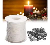 Candle Wicks- Natural Cotton Candle Wick Core 200ft/Roll with 100 Pcs Metal Wick Sustainers Tabs Soy Wax Candle Wicks DIY Craft Candles Making Supplies Kit