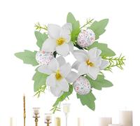 Candle Wreath - Candle Rings | Candle Wreath Ring | Easter Candle Rings Wreath | Candle Rings Wreaths | Farmhouse Artificial Flowers Candle Wreaths for Easter Spring Holiday Home Kitchen Decor