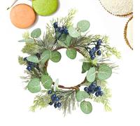 Candle Wreaths for Pillar Candles, Candle Ring Wreaths - Eucalyptus Leaves, Blueberry Candle Wreath Rings, Spring Candle Border for Holiday Decoration, Table Decoration, Artificial Garland