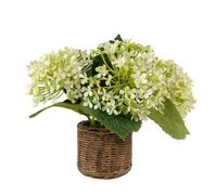 Candlelight 30.5Cm White Hydrangea Artificial Floral Arrangement In Brown Wicker Basket