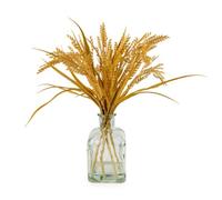 Candlelight 38Cm Dried Grass Artificial Plant In Clear Glass Bottle Vase