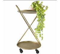 Candlelight 78Cm Round Trolley In Shiny Gold Finish