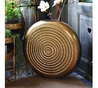 Candlelight Antique Oval Metal Vase Embossed Gold