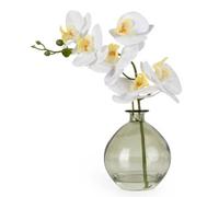 Candlelight Artificial Orchid Flower in Vase White 33cm