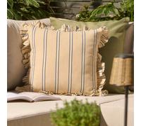Candlelight Beige Stripe Frill Indoor & Outdoor Cushion (W)43Cm