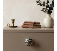 Candlelight Black & Cream Steel Round Knob (Dia)40mm, Pack Of 2