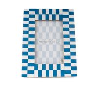 Candlelight Blue & White Checkered Single Photo Frame (H)21.5Cm X (W)16.3Cm
