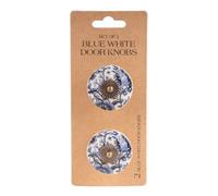 Candlelight Blue & White Steel Round Internal Door Knob (Dia)40mm, Pair