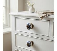 Candlelight Blue & White Steel Round Knob (Dia)40mm, Pack Of 2