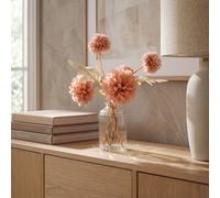 Candlelight Blush 24Cm Kiku Artificial Floral Arrangement In Clear Glass Vase