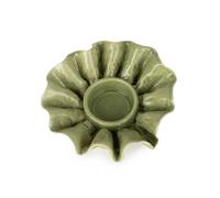 Candlelight Candle Holder Tealight Frill Ceramic Green