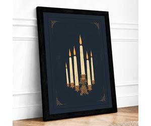 Candlelight Ceremony Art Deco Framed Wall Art Print A2 (59.4×42cm) Black, Wall Decor for Living Room, Bedroom, Office & Home, Ready to Hang, Art Gift