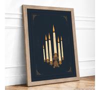 Candlelight Ceremony Art Deco Framed Wall Art Print A2 (59.4×42cm) Oak, Wall Decor for Living Room, Bedroom, Office & Home, Ready to Hang, Art Gift