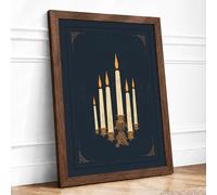 Candlelight Ceremony Art Deco Framed Wall Art Print A2 (59.4×42cm) Walnut, Wall Decor for Living Room, Bedroom, Office & Home, Ready to Hang, Art Gift