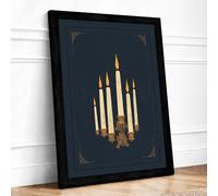 Candlelight Ceremony Art Deco Framed Wall Art Print A3 (42×29.7cm) Black, Wall Decor for Living Room, Bedroom, Office & Home, Ready to Hang, Art Gift