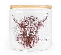 Candlelight Coffee Storage Jar With Wooden Lid - Highland Cow